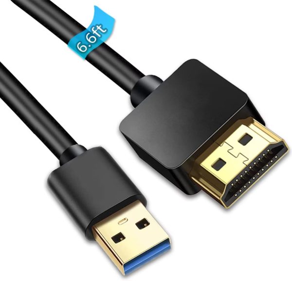 6.6FT USB to HDMI Adapter Cable, USB 3.0 to HDMI Male 1080P HD Monitor Display Audio Video Converter Cable Cord Supports Windows 7/8/8.1/10 and Mac os Systems