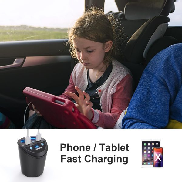 CAR AND DRIVER Bluetooth FM Transmitter Cup Holder for Car with Built-in Dual USB Fast Charging Ports & Dual Cigarette Lighter 12V Power Sockets. Audio Adapter Receiver Wireless. Handsfree Car Kit - Image 4