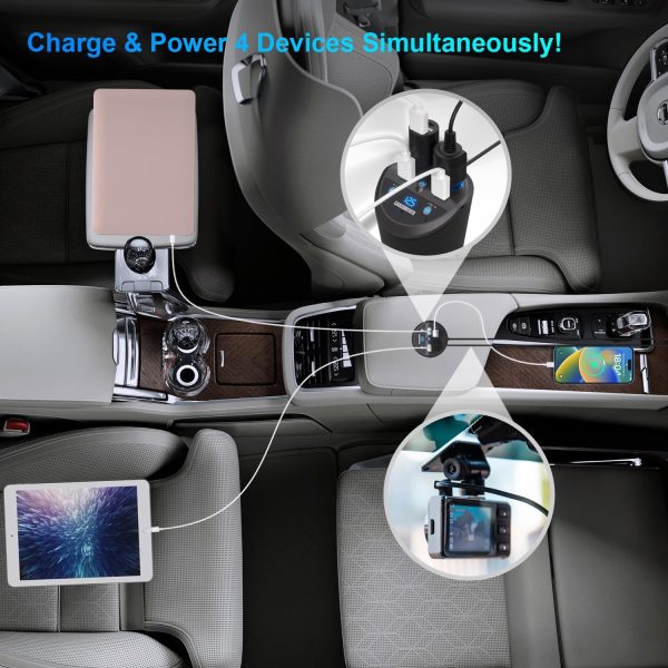 CAR AND DRIVER Bluetooth FM Transmitter Cup Holder for Car with Built-in Dual USB Fast Charging Ports & Dual Cigarette Lighter 12V Power Sockets. Audio Adapter Receiver Wireless. Handsfree Car Kit - Image 8