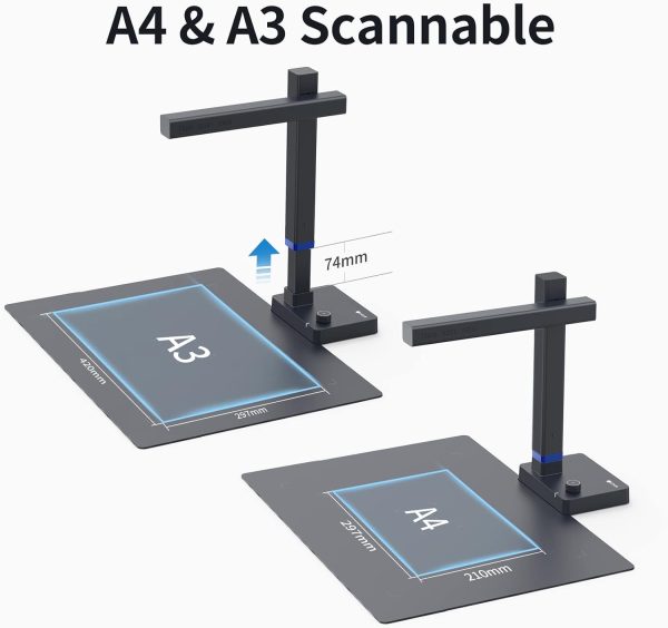 CZUR Shine Ultra Smart Portable Document Scanner, USB Book Scanner with OCR Auto-Flatten & Deskew, Document Camera for Desktop/Laptop, Capture Size A3, Compatible with Windows & Mac OS - Image 3