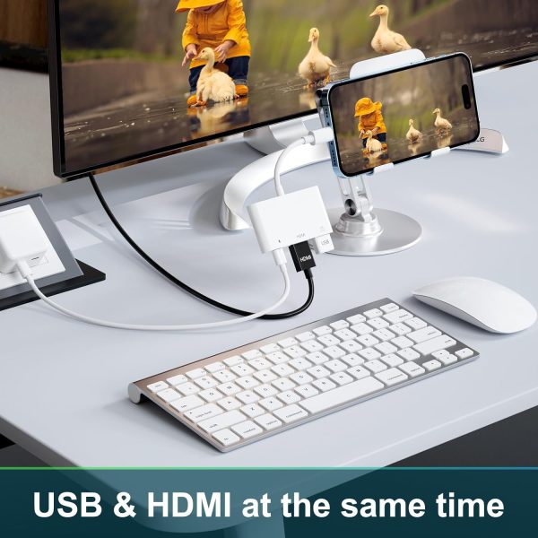 HDMI Adapter, 3 in 1 USB Camera Adapter with 1080P Digital AV HDMI Adapter + Charging Splitter, Support USB Flash Drive, MIDI Keyboard, Mouse, Ethernet Adapter - Image 3