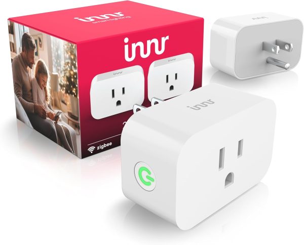 Innr Zigbee Smart Plug, Smart Outlet, Works with Philips Hue*, Home Assistant, and SmartThings, Smart Plugs That Work with Alexa, Power Monitoring, 2-Pack