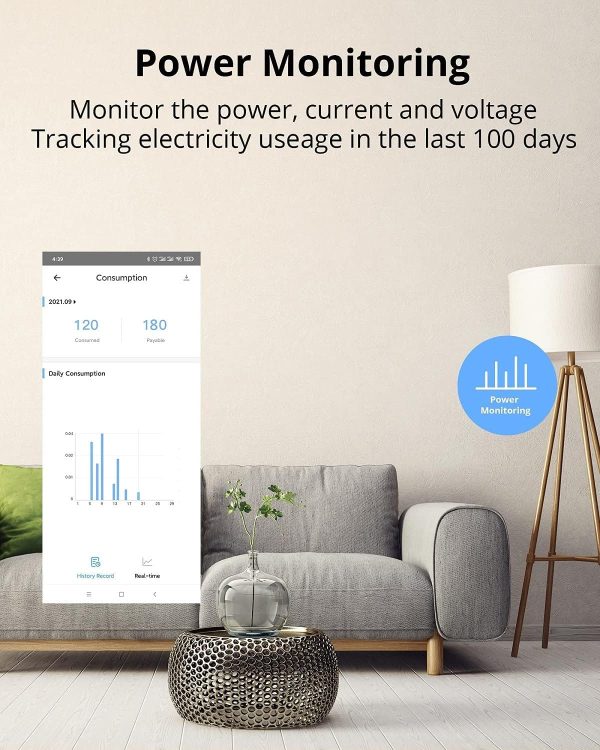 SONOFF S31 WiFi Smart Plug with Energy Monitoring, 15A Smart Outlet Timer Switch ETL Certified, Work with Alexa & Google Home, IFTTT Supporting, 2.4 Ghz Wi-Fi Only - Image 4