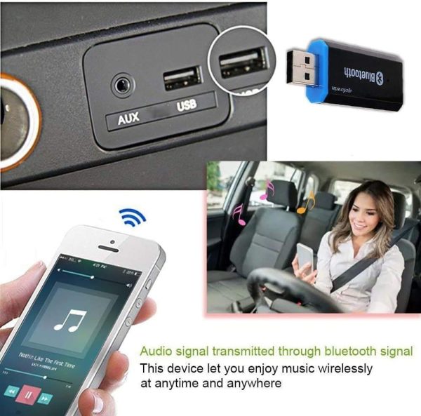 USB Bluetooth Car Adapter,Wireless Audio Adapter Car Kit Music Receiver for Home,Car Stereo Sound System,Portable Speskers (Aux in) with 3.5mm Cable(Yet-M1) - Image 2