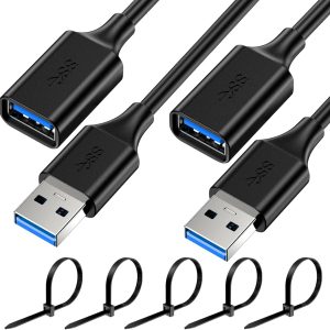 USB Extender Cord 7FT(2 Pack), USB 3.0 Extension Cable, USB A Male to Female, Compatible for USB Flash Drive, Hard Drive, Card Reader, Webcam, Printer, Keyboard, Mouse, Playstation, Xbox, VR Headset