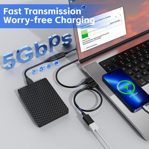 USB Extender Cord 7FT(2 Pack), USB 3.0 Extension Cable, USB A Male to Female, Compatible for USB Flash Drive, Hard Drive, Card Reader, Webcam, Printer, Keyboard, Mouse, Playstation, Xbox, VR Headset - Image 3