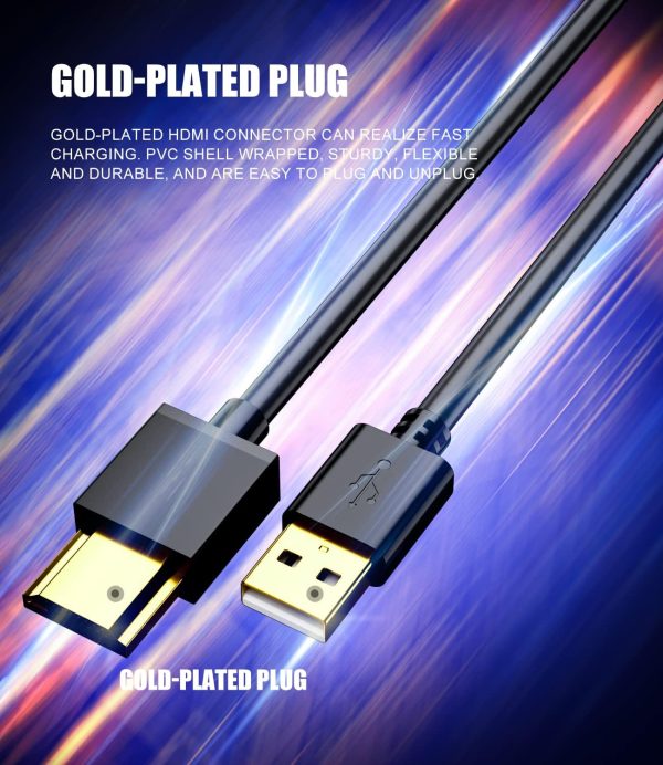 USB to HDMI Cord Cable, (1M / 3.3FT) USB 2.0 Male to HDMI Male Charger Cable Adapter,Used to Charge Devices Such as Hard Drives with HDMI Ports from The USB Port - Image 2