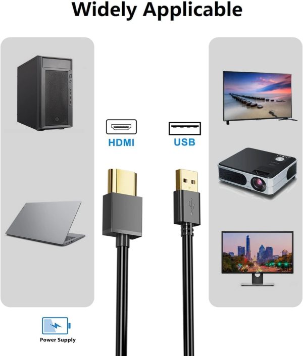USB to HDMI Cord Cable, (1M / 3.3FT) USB 2.0 Male to HDMI Male Charger Cable Adapter,Used to Charge Devices Such as Hard Drives with HDMI Ports from The USB Port - Image 6