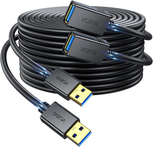 VCZHS USB Extension Cable, (2 Pack,3.3FT) USB Extender USB 3.0 Extension Cable USB Male to Female for USB Flash Drive, Keyboard,Mouse,Printer, Webcam