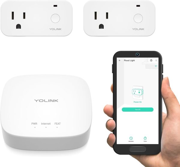 YoLink Smart Home Starter Kit: Smart Plugs with Energy Monitoring & Hub Kit, 2 Smart Outlet, Compatible with Alexa, Google, IFTTT, 1/4 Mile World's Longest Range